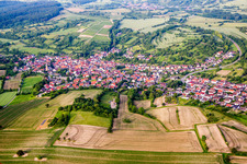 District Oberöwisheim in Kraichtal in the state Baden-Wuerttemberg, Germany from above
