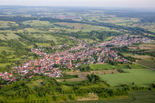 Oblique view of Town View of the streets and houses of the residential areas in Oberoewisheim in the state Baden-Wurttemberg, Germany
