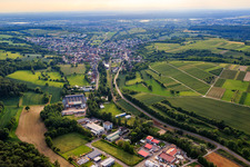 Village view on the Katzbach from the east in the district Zeutern in Ubstadt-Weiher in the state Baden-Wuerttemberg, Germany