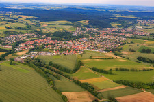 Overview of the town from the west in the district Eichtersheim in Angelbachtal in the state Baden-Wuerttemberg, Germany