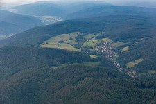 Aerial view of District Langenthal in Hirschhorn in the state Hesse, Germany