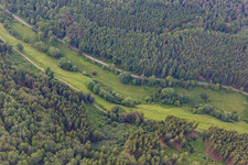 Drone recording of District Langenthal in Hirschhorn in the state Hesse, Germany