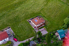 District Brombach in Eberbach in the state Baden-Wuerttemberg, Germany from the plane