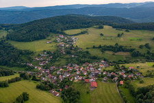 Drone recording of District Brombach in Eberbach in the state Baden-Wuerttemberg, Germany