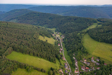 Oblique view of District Brombach in Eberbach in the state Baden-Wuerttemberg, Germany
