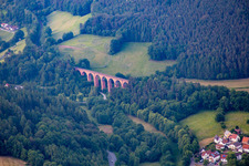Viaduct of the railway bridge structure to route the railway tracks in the district Ebersberg in Erbach in the state Hesse, Germany