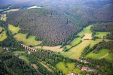 Aerial view of Himbächel Viaduct in the district Hetzbach in Oberzent in the state Hesse, Germany
