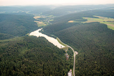 Aerial photograpy of Marbach, Marbach Reservoir in the district Hetzbach in Oberzent in the state Hesse, Germany