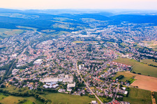 Aerial view of City view from the south in the district Lauerbach in Erbach in the state Hesse, Germany