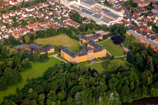 Aerial view of Castle park of Châteauform Castle Löwenstein in Kleinheubach in the state Bavaria, Germany