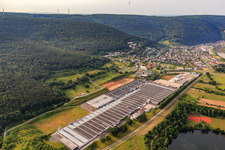 Aerial photograpy of Rauch Furniture Works GmbH in Freudenberg in the state Baden-Wuerttemberg, Germany