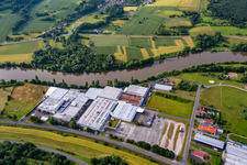 Aerial view of Industrial and commercial area Magna Mirrors GmbH in the district Wildensee in Dorfprozelten in the state Bavaria