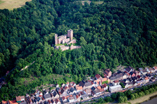 Ruins and vestiges of the former castle Henneburg at the shore of the river Main in Stadtprozelten in the state Bavaria