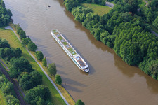 Passenger ship for river cruises on the Main in the district Grünenwört in Wertheim in the state Baden-Wuerttemberg, Germany