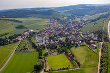 Aerial photograpy of Sports field in the district Dertingen in Wertheim in the state Baden-Wuerttemberg, Germany