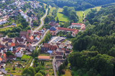 Aerial view of Benediktushof - Center for Meditation and Mindfulness Seminar and Conference Center GmbH in Holzkirchen in the state Bavaria, Germany