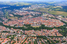 Overview Altstadt with Residence Würzburg and Court Garden from the east in the district Altstadt in Würzburg in the state Bavaria, Germany