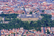 Aerial view of Overview Altstadt with Residence Würzburg and Court Garden from the east in the district Altstadt in Würzburg in the state Bavaria, Germany