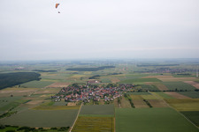 Aerial view of District Püssensheim in Prosselsheim in the state Bavaria, Germany