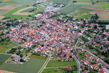 Village - view on the edge of agricultural fields and farmland in Grossbardorf in the state Bavaria, Germany
