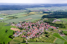 Aerial view of Village - View in the district Wolfmannshausen in Grabfeld in the state Thuringia, Germany
