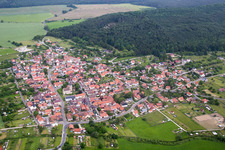 Town View of the streets and houses of the residential areas in the district Queienfeld in Grabfeld in the state Thuringia, Germany