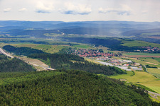 View of the town from the southwest with A71 in Rohr in the state Thuringia, Germany