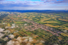 Village overview under clouds at Viehstrich from the southeast in Steinfeld in the state Rhineland-Palatinate, Germany