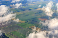 Minfeld wind farm under clouds in Minfeld in the state Rhineland-Palatinate, Germany