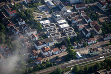 Construction site for City Quarters Building 'Im Stadtkern' in Kandel in the state Rhineland-Palatinate, Germany seen from above