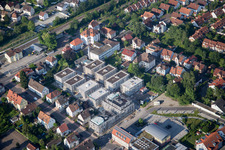 In the city center" New building of RiBa GmbH between Bismarck- and Gartenstr in Kandel in the state Rhineland-Palatinate, Germany viewn from the air
