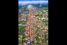 Aerial view of Rheinstr(B427) from the east in Kandel in the state Rhineland-Palatinate, Germany
