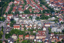 Construction site for City Quarters Building 'Im Stadtkern' in Kandel in the state Rhineland-Palatinate, Germany viewn from the air
