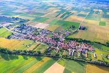 Village overview from the south in Herxheimweyher in the state Rhineland-Palatinate, Germany