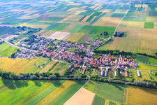 Aerial view of Village overview from the south in Herxheimweyher in the state Rhineland-Palatinate, Germany