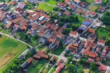 Aerial view of Main Street in Herxheimweyher in the state Rhineland-Palatinate, Germany