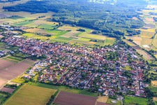 Overview of the town from the northeast in Zeiskam in the state Rhineland-Palatinate, Germany