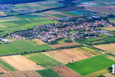 Aerial view of Overview of the town from the southwest beyond the B272 in Weingarten in the state Rhineland-Palatinate, Germany