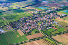 Village overview from the southeast beyond the B272 in Weingarten in the state Rhineland-Palatinate, Germany