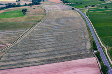 Aerial photograpy of Grain field with storm damage in the district Geinsheim in Neustadt an der Weinstraße in the state Rhineland-Palatinate, Germany