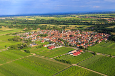 Aerial view of Village view from the northwest in Venningen in the state Rhineland-Palatinate, Germany