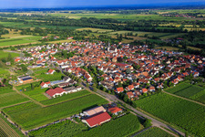 Aerial view of Village overview from the northwest in Venningen in the state Rhineland-Palatinate, Germany
