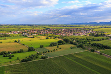 Oblique view of View of the town from the northeast in Edesheim in the state Rhineland-Palatinate, Germany