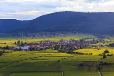 View of the town from the east in Rhodt unter Rietburg in the state Rhineland-Palatinate, Germany