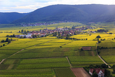Aerial photograpy of View of the town from the east in Rhodt unter Rietburg in the state Rhineland-Palatinate, Germany