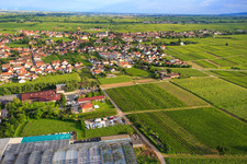 Aerial photograpy of View from the north with garden center Edesheim GmbH in Edesheim in the state Rhineland-Palatinate, Germany