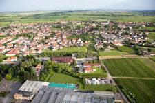 Aerial view of Town View of the streets and houses of the residential areas in the district Eckel in Edesheim in the state Rhineland-Palatinate