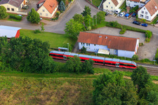 Oblique view of Regional train at the station in Barbelroth in the state Rhineland-Palatinate, Germany