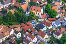 Aerial view of Church in Barbelroth in the state Rhineland-Palatinate, Germany
