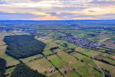 Aerial view of Village overview from the southeast in Minfeld in the state Rhineland-Palatinate, Germany